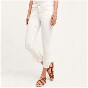 Anthro Pilcro & The Letterpress White Cropped Jeans With Ankle Tie
